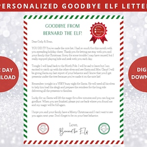 Goodbye Elf Letter, Christmas Elf Departure, Goodbye Elf, Elf Note, Farewell from the Elves Going Away Letter, Personalized Elf Letter