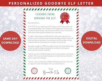Goodbye Elf Letter, Christmas Elf Departure, Goodbye Elf, Elf Note, Farewell from the Elves Going Away Letter, Personalized Elf Letter