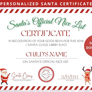 Certificado de lista oficial de Papai Noel, carta de lista de crianças, carta de caixa de véspera de Natal para impressão, certificado de Papai Noel, Pólo Norte