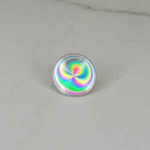Vintage zilveren ronde holografische iriserende stropdas