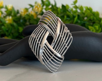Monet Large Textured Diamond Shaped Weave Pin Brooch