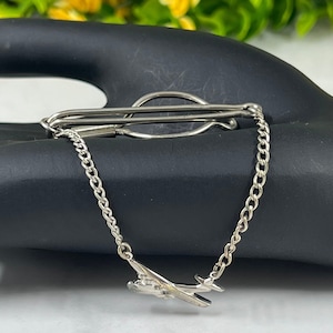 Vintage Silver Aeronautical Flying Plane Tie Bar