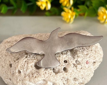 Vintage Flying Seagull Large Silver Pin Brooch
