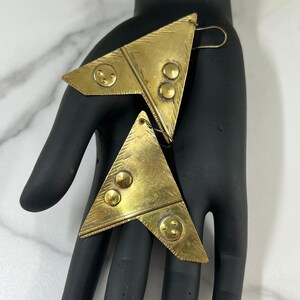 Vintage Rustic Brass Geometric Dangle Statement Earrings