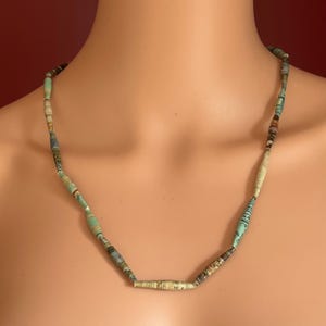 Vintage Handmade Paper Bead Necklace – Long 27" Boho Eco Jewelry – Upcycled Multicolor Lightweight Strand