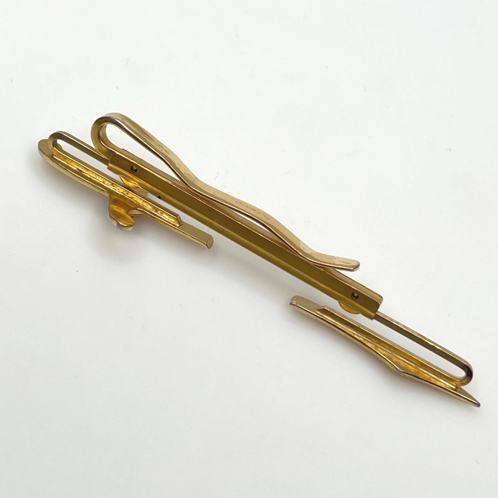 Hickok USA Sword Tie Clip – Gold-tone Red Rhinestone Saber 