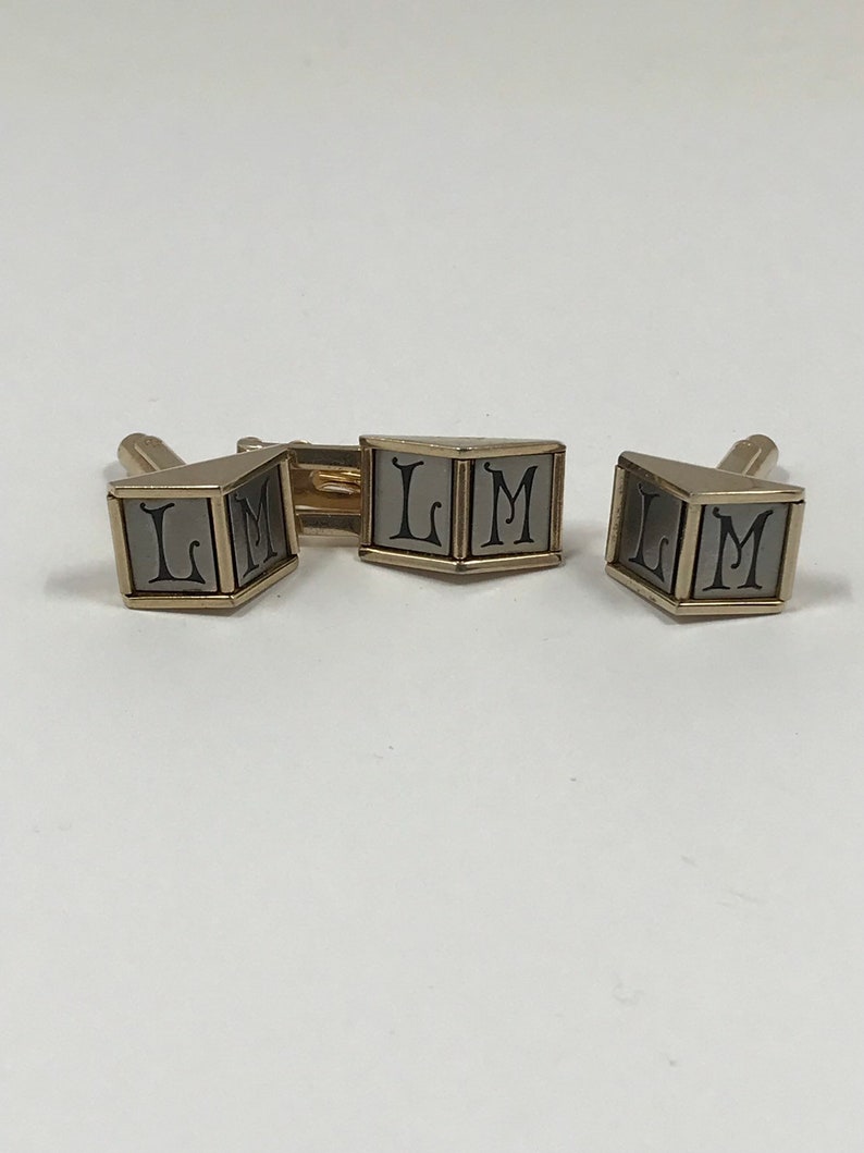 Men/'s New Fashion Silver Cufflinks with Rhinestones Monogram Initial /"I/"