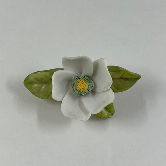 Vintage Fine Porcelain China Plumeria Flower Broo… - image 3