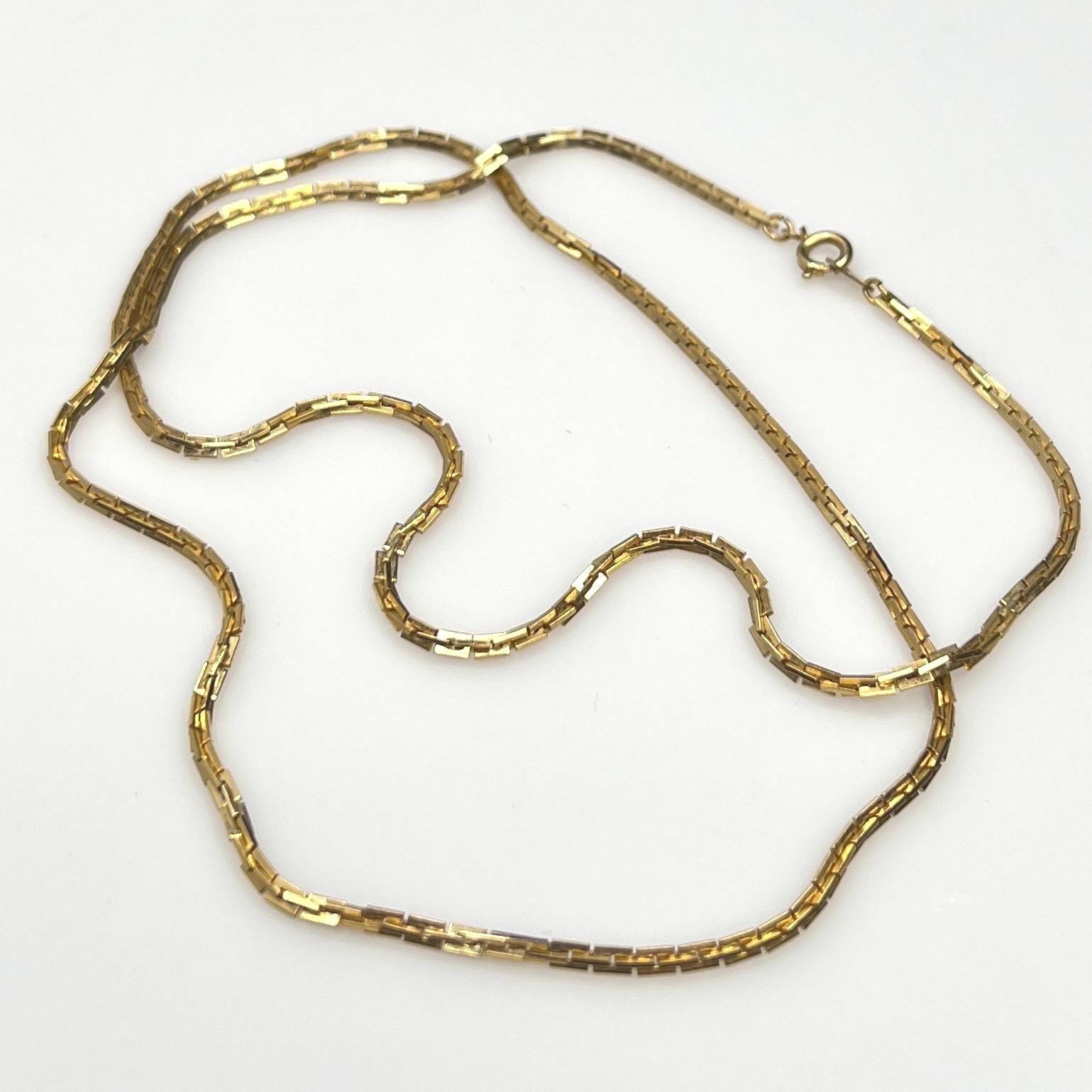 1970s Nakagawa Gold Chain Necklace – 24 Inch Vintage Box Link