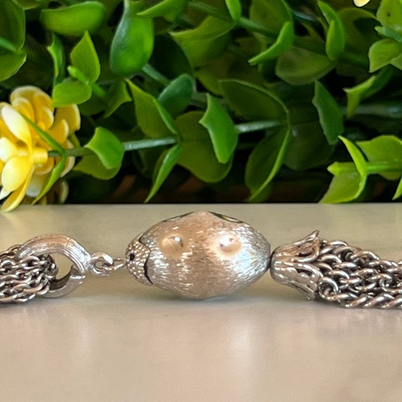 Vintage Silver Beaded Tassel Pendant Necklace - image 8