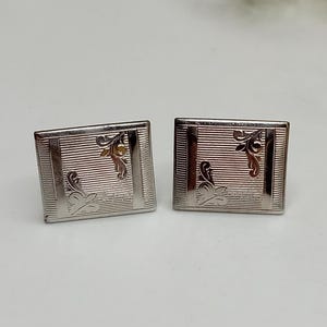 Vintage Art Deco Silver Textured Cufflinks