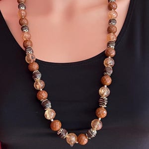 Vintage Lucite Shades of Brown Bead Necklace