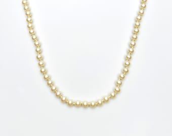 Glass Pearl Strand Necklace – 29" Hand-Knotted – Vintage Bridal Classic Glam