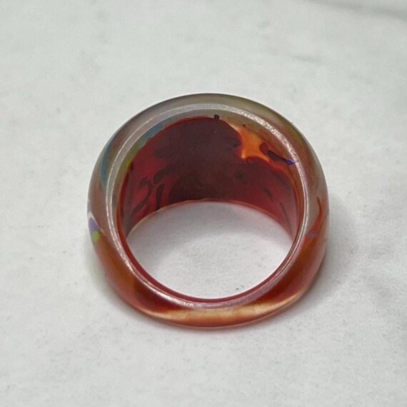 Abstract Reverse Painted Lucite Bubble Dome Ring … - image 5