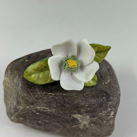 Vintage Fine Porcelain China Plumeria Flower Broo… - image 6