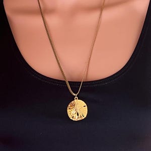 Vintage Gold Sand Dollar Pendant Necklace