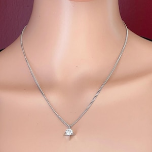 Minimalist Vintage Silver Triangle Pendant Necklace Clear Rhinestone, Dainty Geometric Jewelry, Delicate Everyday Jewelry, Gift for Her