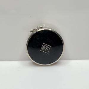 Harriet Hubbard Ayers Black Enamel Compact - Vintage Silber runde Puderdose USA 1,5 &quot;