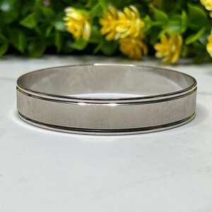 Vintage Retro Silver Brushed Bangle Bracelet