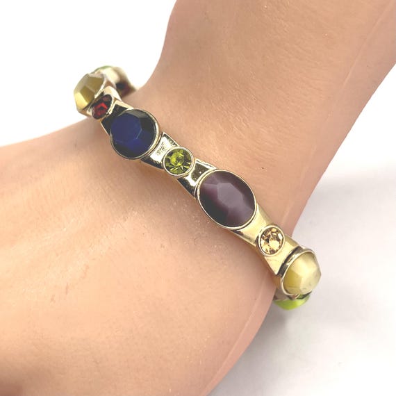 Vintage Monet Multicolor Stretch Bracelet – Signe… - image 4