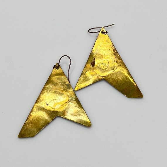 Rustic Brass Geometric Statement Earrings – Vinta… - image 7