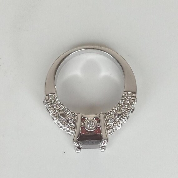 Vintage Ruby Red Rhinestone Ring – Size 6.5 Ornat… - image 6