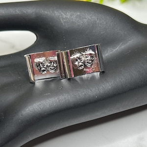 Vintage Silver Comedy Tragedy Drama Theater Cufflinks