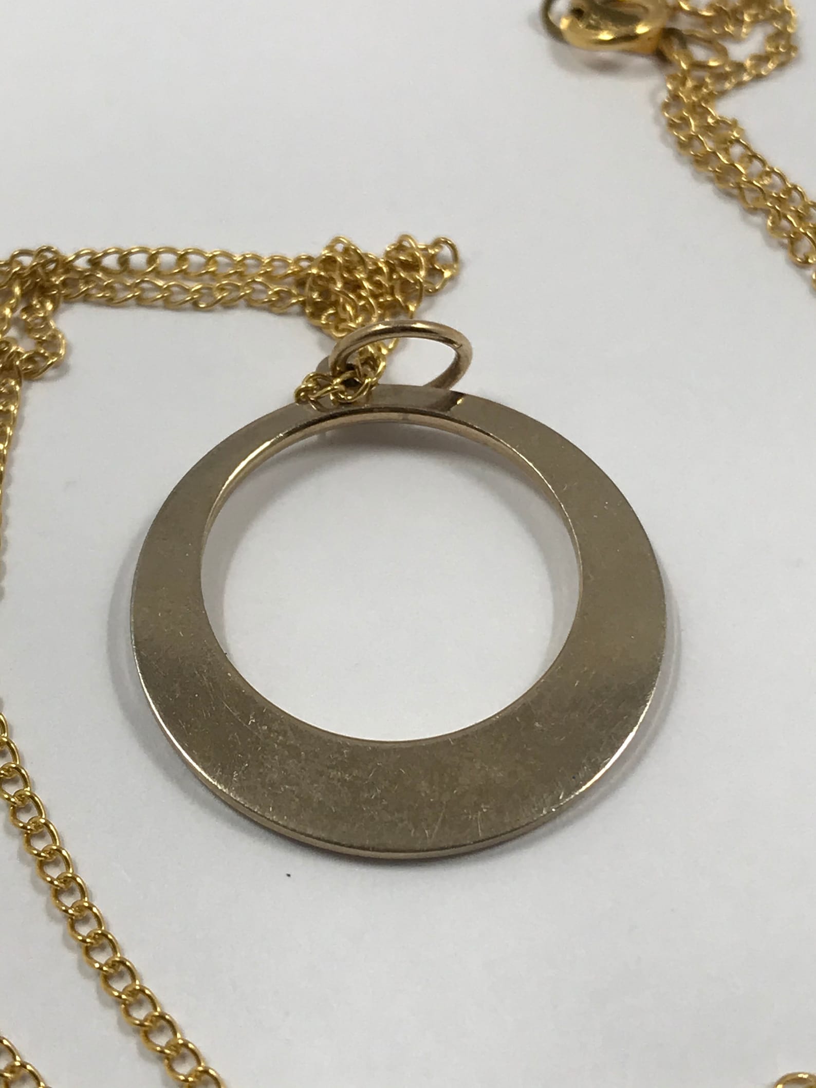 Vintage 14k Gold Circle Charm Pendant Necklace Etsy