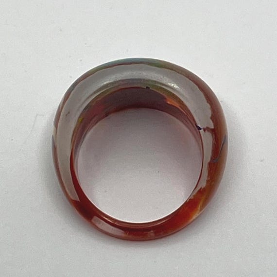 Abstract Reverse Painted Lucite Bubble Dome Ring … - image 6