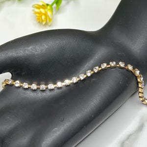 Avon Gold Rhinestone Dainty Vintage Tennis Bracelet