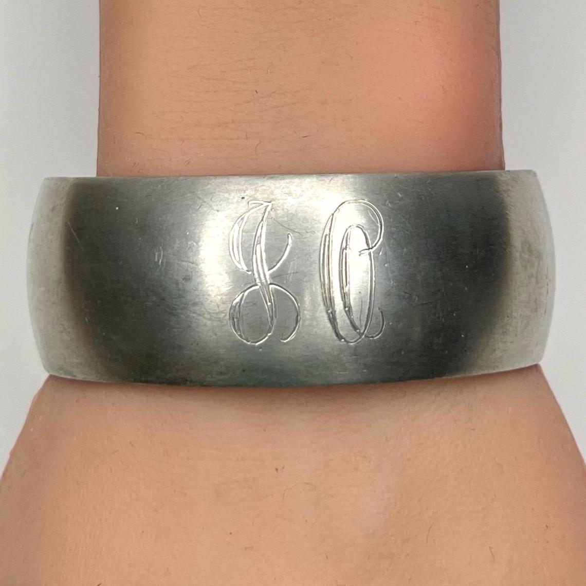 Leonard Pewter Monogram Cuff Bracelet – Vintage Engraved Bolivia