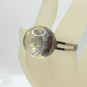 Real Dried Flower Ring: Resin Dome, Stainless Steel Band