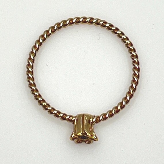Tiny Gold Flower Ring with Blue Rhinestone – Dain… - image 6
