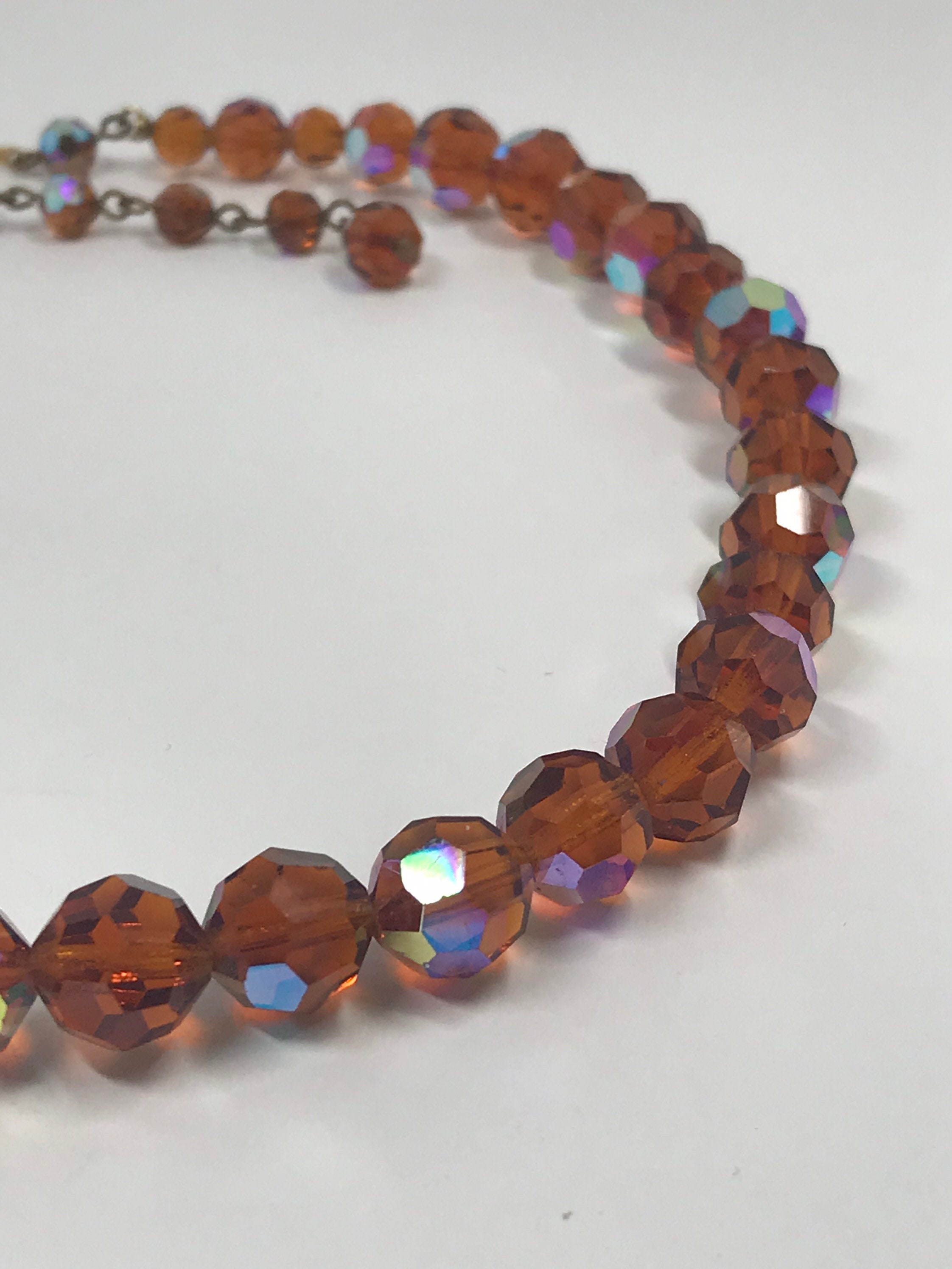 Vintage Amber Glass Aurora Borealis Beaded Choker Necklace | Etsy