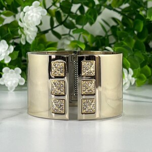 Victoria Secret Gold Rhinestone Hinged Cuff Bracelet