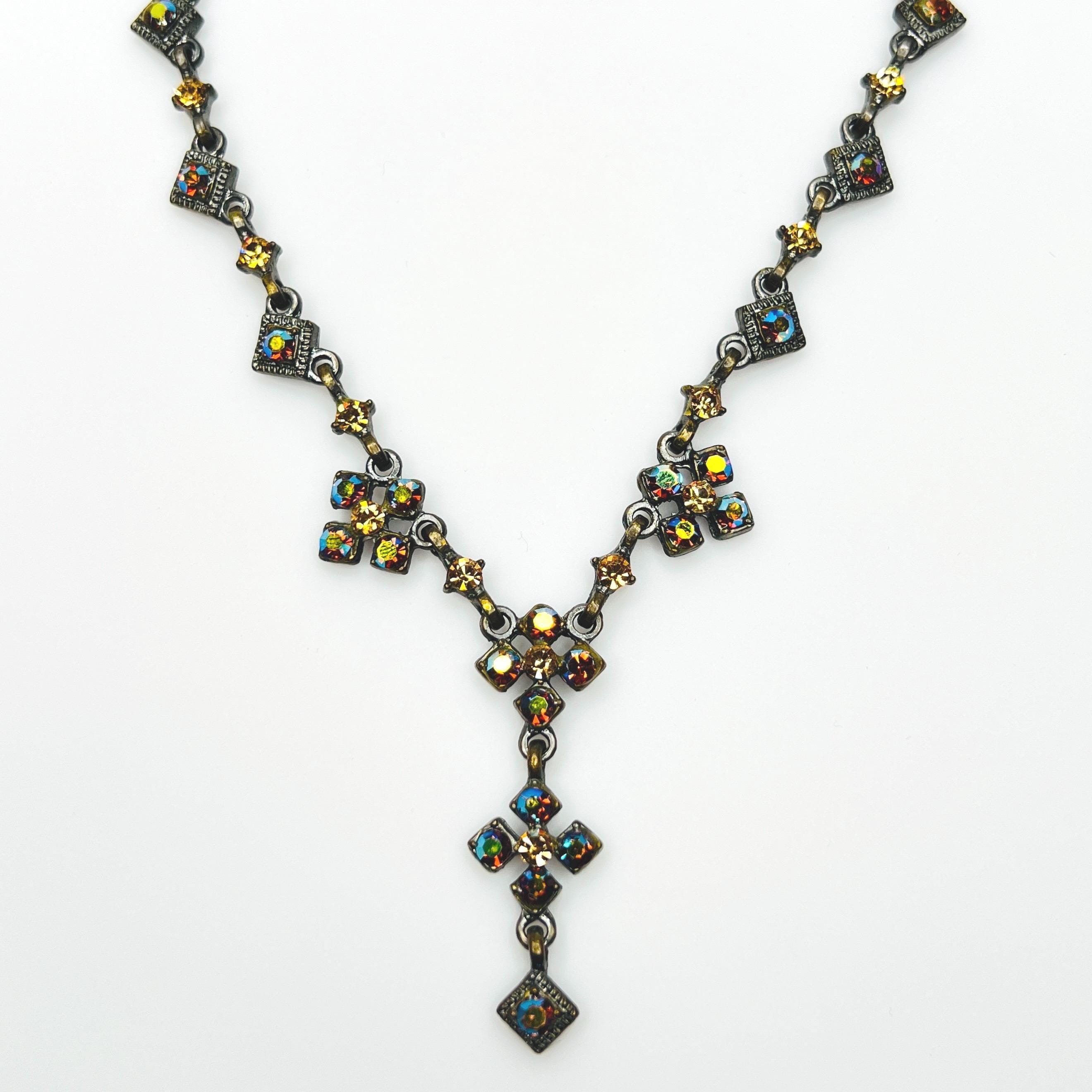 Cookie Lee Rhinestone Y Necklace – Aurora Borealis Glam Jewelry - Etsy