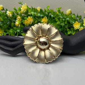 Vintage Large Gold Tone Flower Statement Brooch