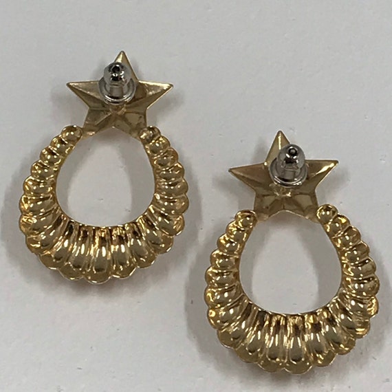 Vintage Gold Star Pierced Hoop Stud Earrings R127 - image 6