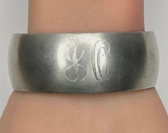 Leonard Pewter Monogram Cuff Bracelet – Vintage Engraved Bolivia