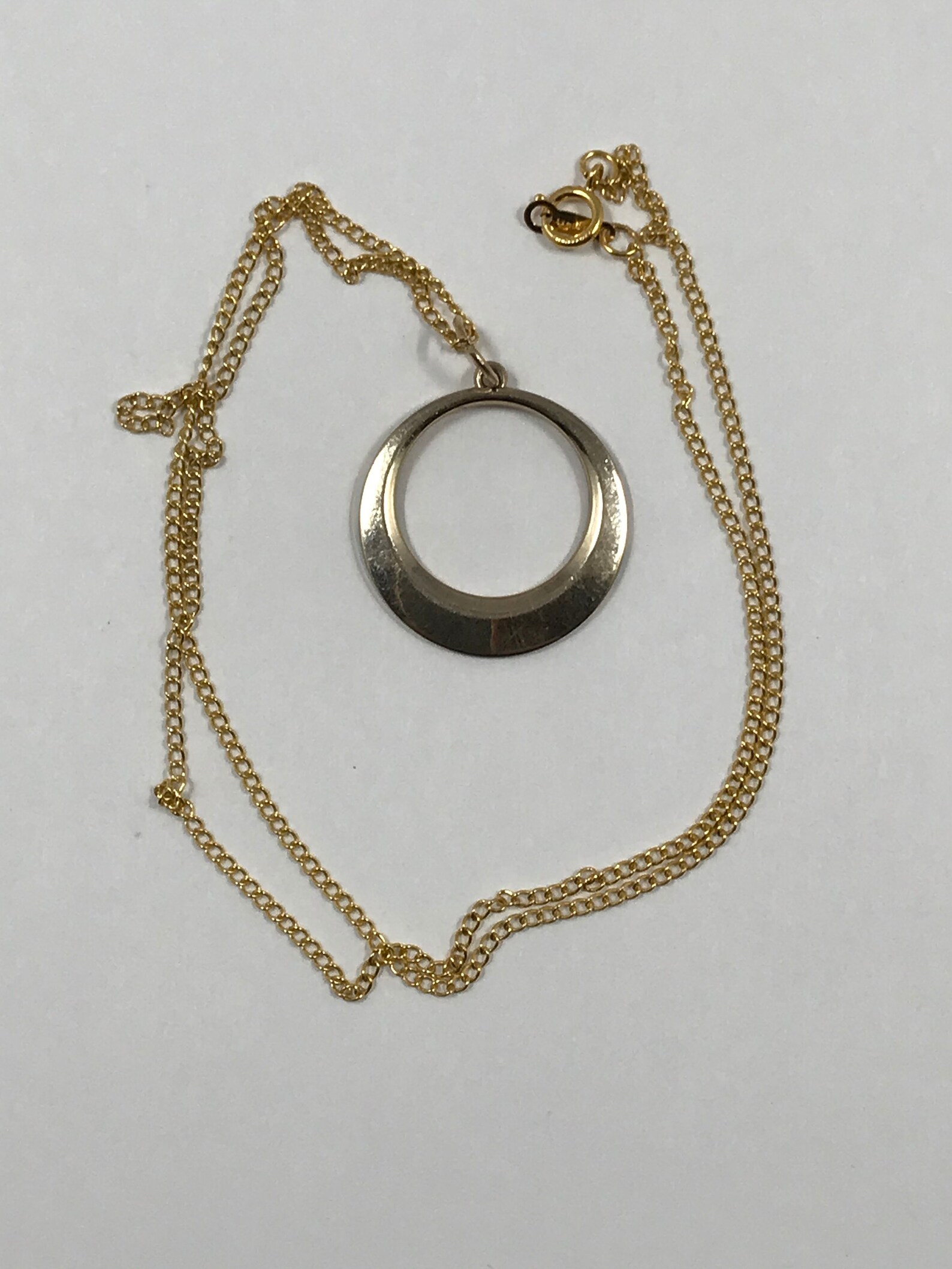 Vintage 14k Gold Circle Charm Pendant Necklace Etsy