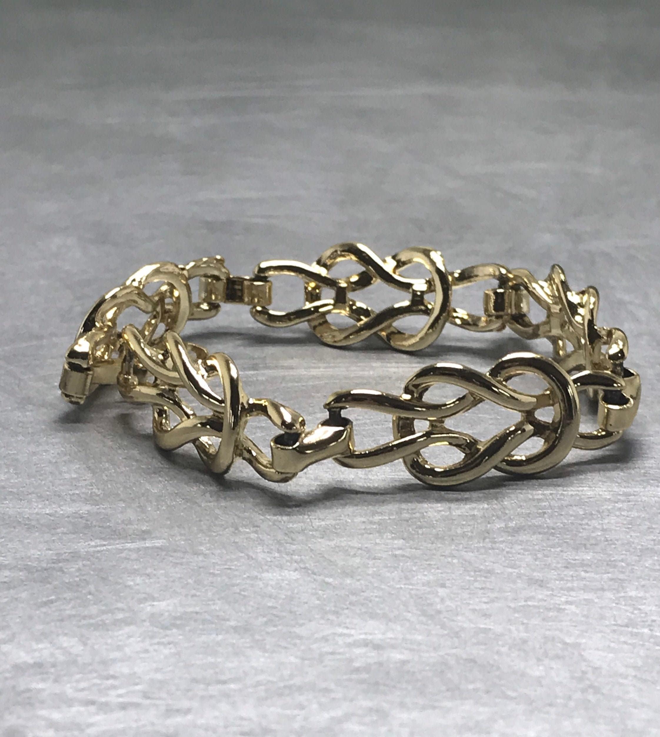 Vintage Gold Love Knot Chain Link Stacking Bracelet Etsy