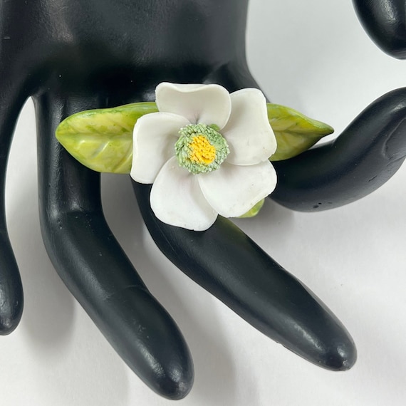 Vintage Fine Porcelain China Plumeria Flower Broo… - image 1