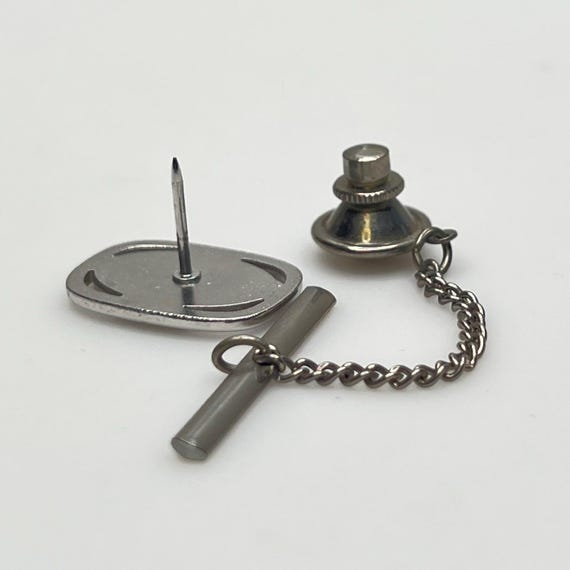 Brushed Silver Rectangular Tie Tack – Mid Century… - image 6