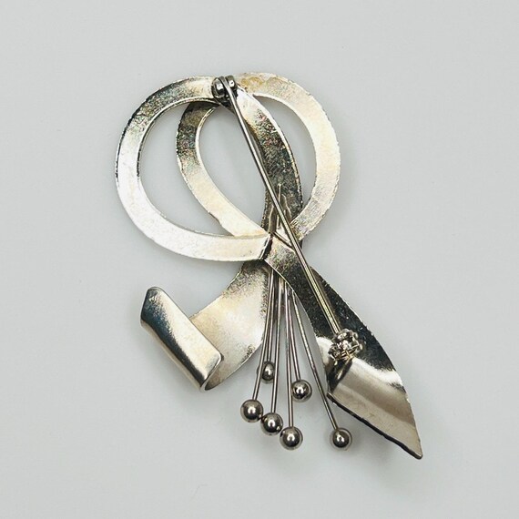 Mid Century Silver Double Loop Brooch – 1950s Ato… - image 8