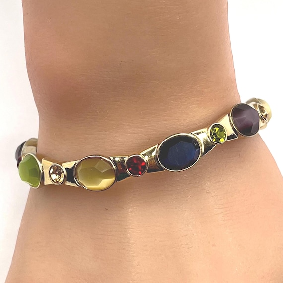 Vintage Monet Multicolor Stretch Bracelet – Signe… - image 1