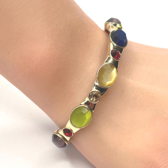 Vintage Monet Multicolor Stretch Bracelet – Signe… - image 2