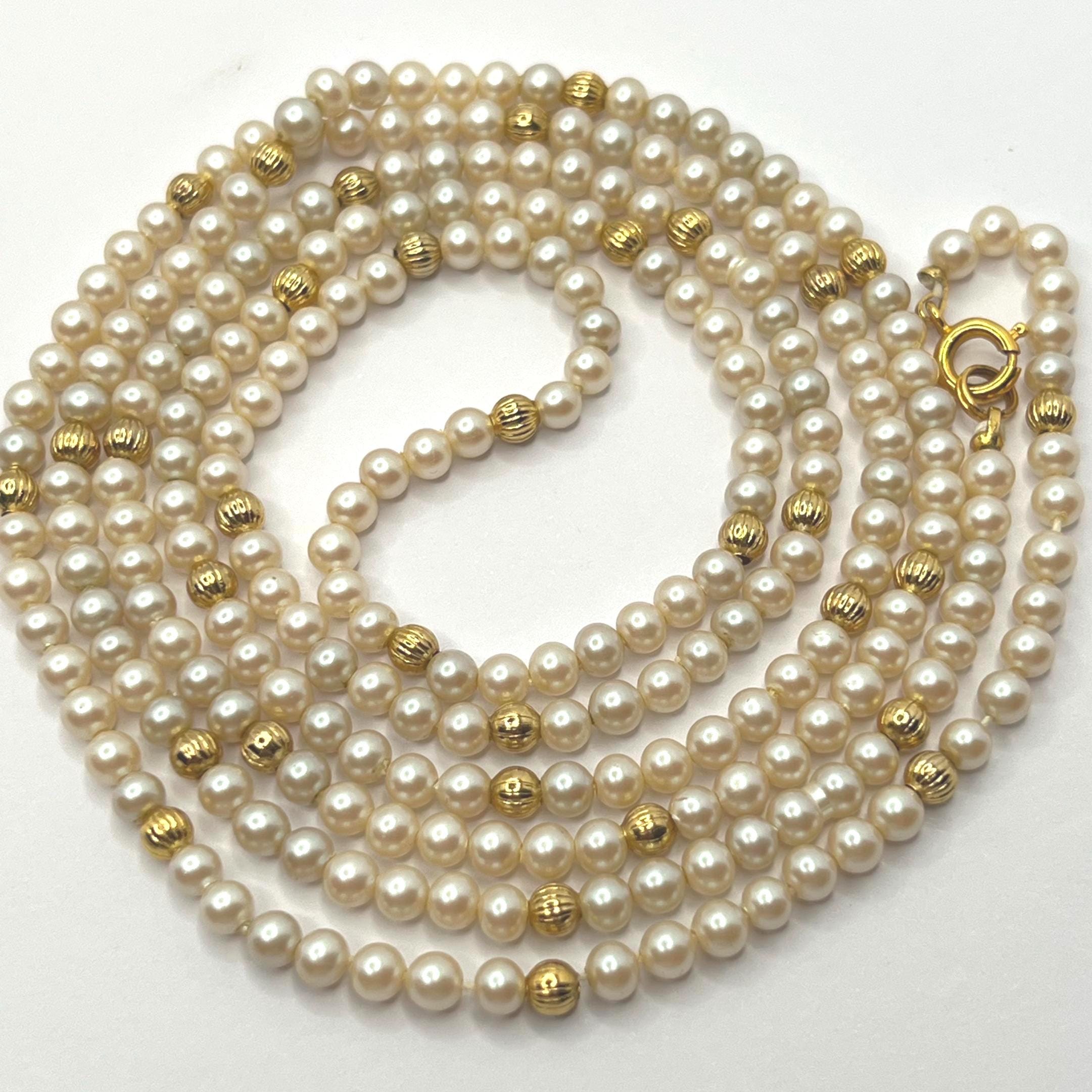 Collier Perles D'eau Douce XIXe Siècle - Fermoir Strass (manques) - Longueur 42 Cm - Occasion Bon état