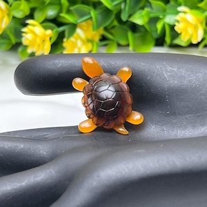 Avon Butterscotch Lucite Lucky Friends Turtle tie tack Pin