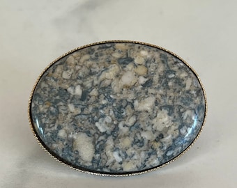 Vintage Large Oval Gemstone Shawl Scarf Clip