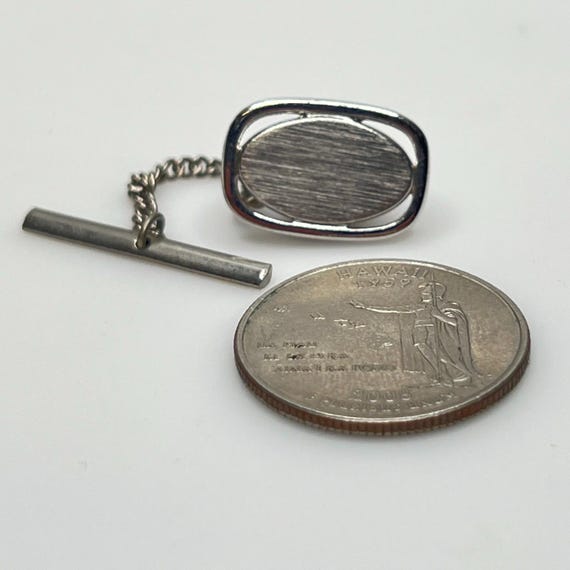 Brushed Silver Rectangular Tie Tack – Mid Century… - image 2